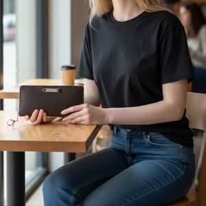 COLE HAAN brown Leather Long Zip Wallet